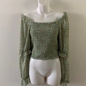 Wild Fable Ditsy Floral Puff Sleeve Smocked Blouse